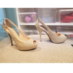 Guess Patent Leather Platform Heels Nude